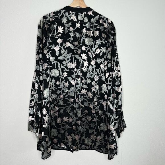 LAFAYETTE 148 NEW YORK Brayden Long-Sleeve Button-Front Floral-Burnout Blouse 3X - Picture 2 of 7